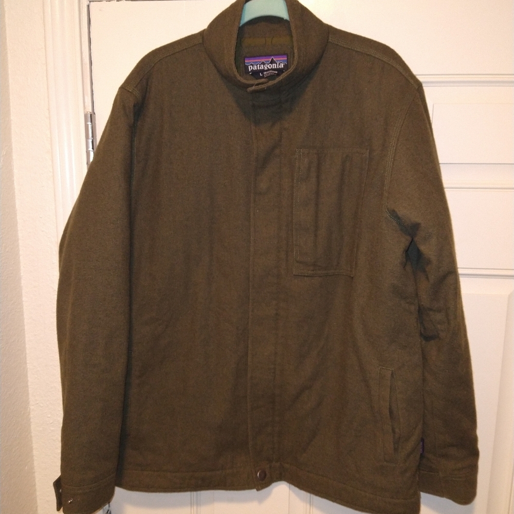 Patagonia Felted Green Merino Wool Blend Jacket Men's sz Large. - Picture 1 of 10
